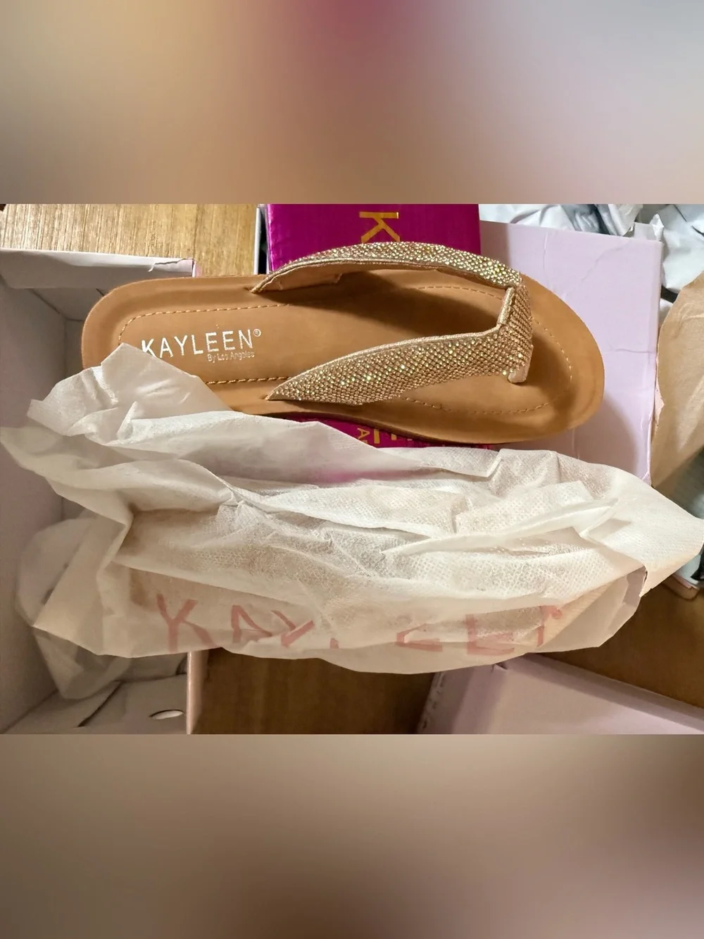 Kayleen by Los Angeles NIB Bling flip flops